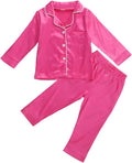 Kids Baby Girl Boy Satin Pajamas Set Button Down Sleep Shirt Top+Long Pants by SAYOO-Alljustforkids