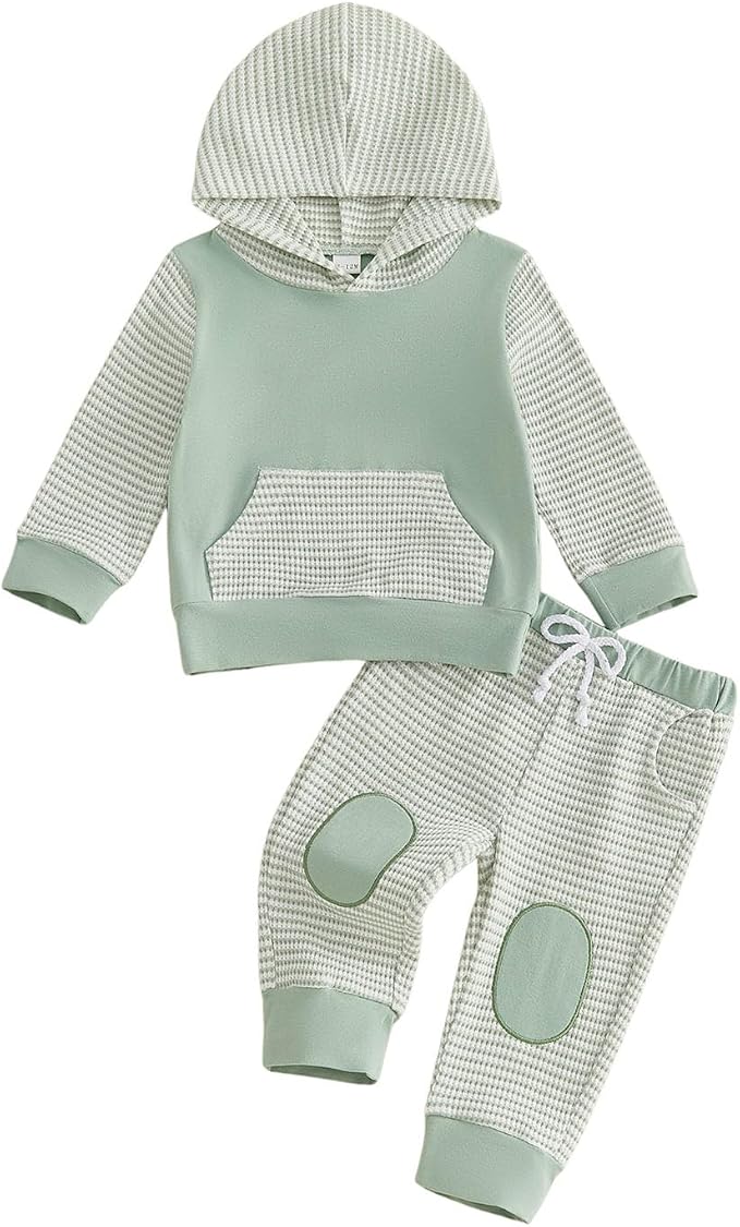 Infant Baby Boy Fall Winter Clothes Outfit Hooded Long Sweatshirt Pant Set by LIOMENGZI