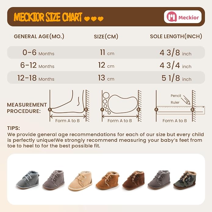 Meckior Baby Booties Newborn Infant Unisex Baby Girls Boys Velvet Rubber - Image 6