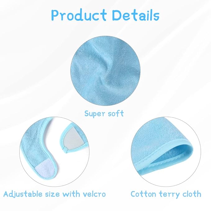Vicloon Baby Bibs, 8Pcs Terry Bib Set, Baby Bibs for Girls & Boys, Terry Drool Cotton Bibs Waterproof Protection, Soft Absorbent Set for Teething and Drooling, Adjustable Hook-&-Loop Closure(color)