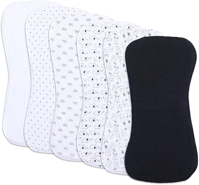 6 Pack Cotton Baby Burp Cloths Extra Absorbent Soft by Gelisite