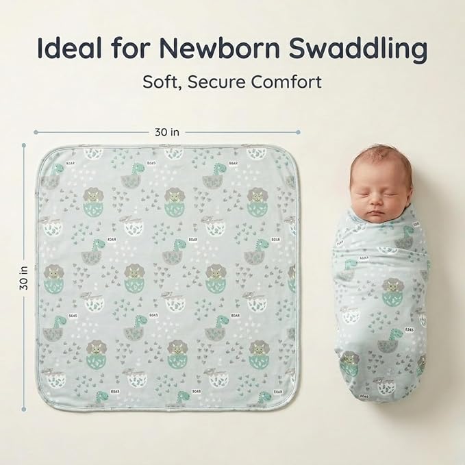 EVERYDAY KIDS 4 Pack Soft Flannel Receiving Blanket Set - Image 6