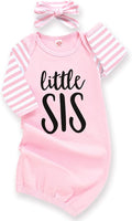AMAWMW Newborn Baby Girl Little Sister Sleeper Gown Stripe Long Sleeve by AMAWMW