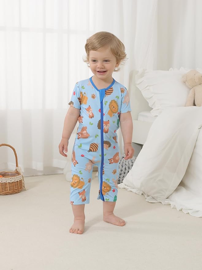 GUISBY Baby Rayon of Bamboo Short Sleeve Footless Zipper Romper 2 Pack | Soft - Image 5