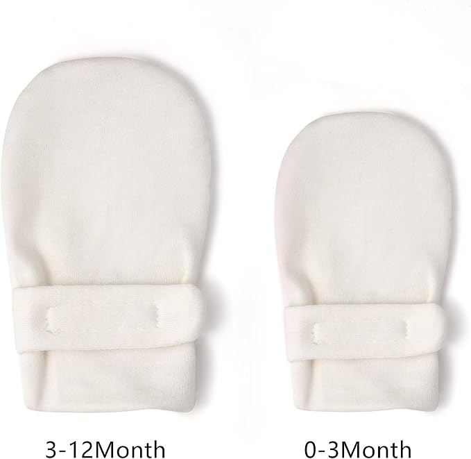Newborn Baby No Scratch Mittens Stay On, 100% Cotton Breathable, Adjustable - Image 6