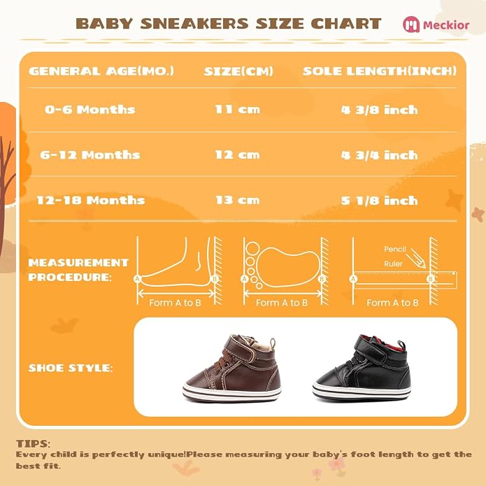 Meckior Toddler Baby Boys Girls High Tops Ankle Sneakers Soft Anti-Slip Sole PU - Image 6