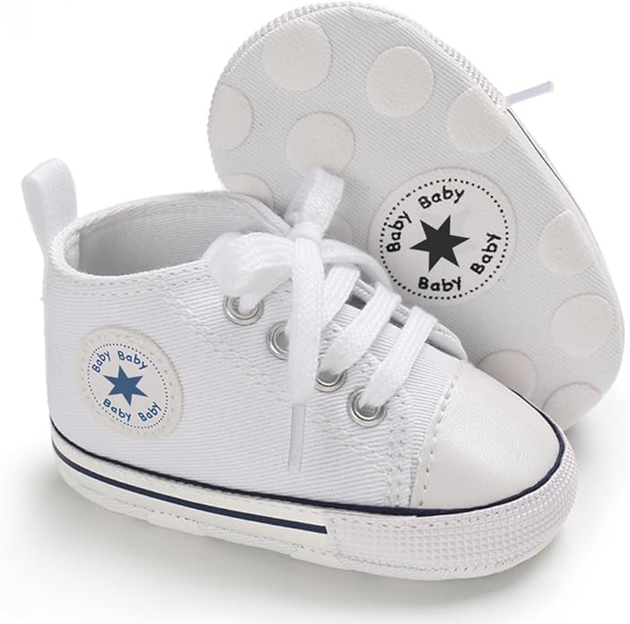 Unisex Baby Girls Boys Canvas High-top Shoes, Newborn Infant Anti-Slip Soft by KKIIDDSS