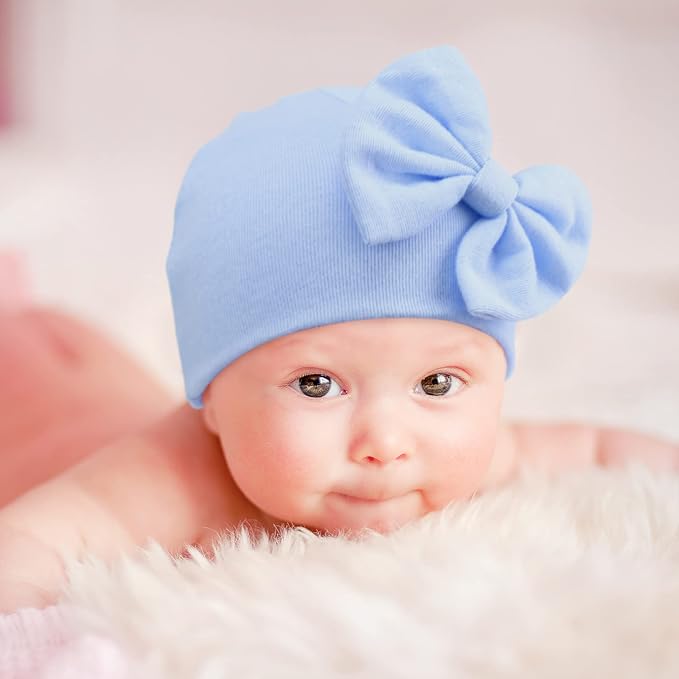 Newborn Baby Hats and Mittens Set Infant Bow Beanie Cap Toddler Gloves Newborn - Image 6