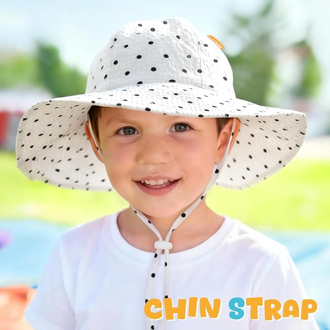 HONGTEYA Baby Sun Hat Wide Brim Adjustable Toddler Beach Bucket Hat | Soft - Image 4