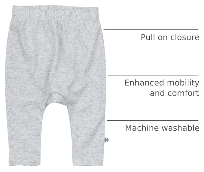 HonestBaby Unisex-Baby Multipack Harem Pants Roomy Fit Pull on Bottoms 100% - Image 4