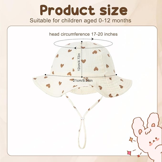 3 Pcs Baby Sun Hat Muslin, Baby Bucket Hat | UPF 50+ Sun Protection, Adjustable - Image 7