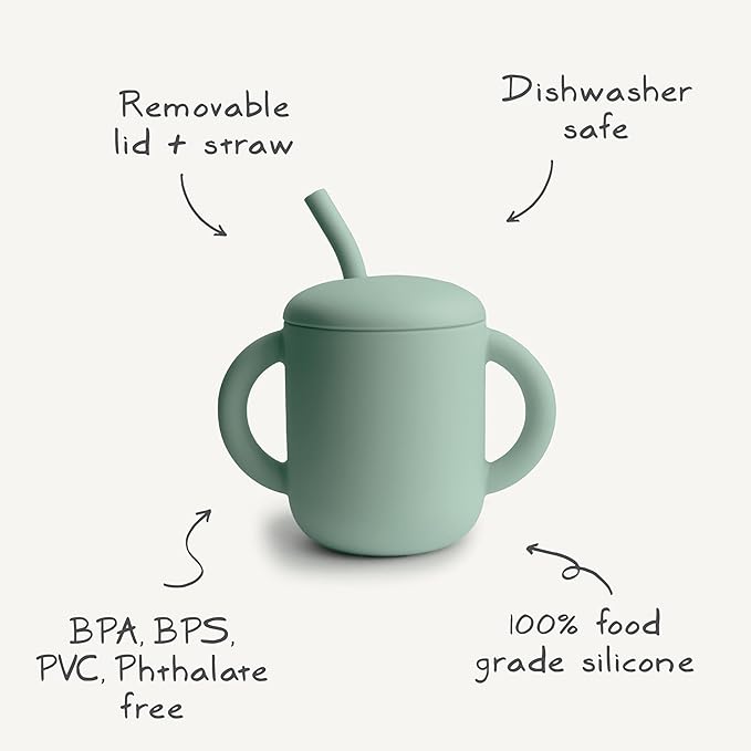 mushie 100% Silicone Training Cup & Straw for Toddlers | 6 Months+ (Blush)