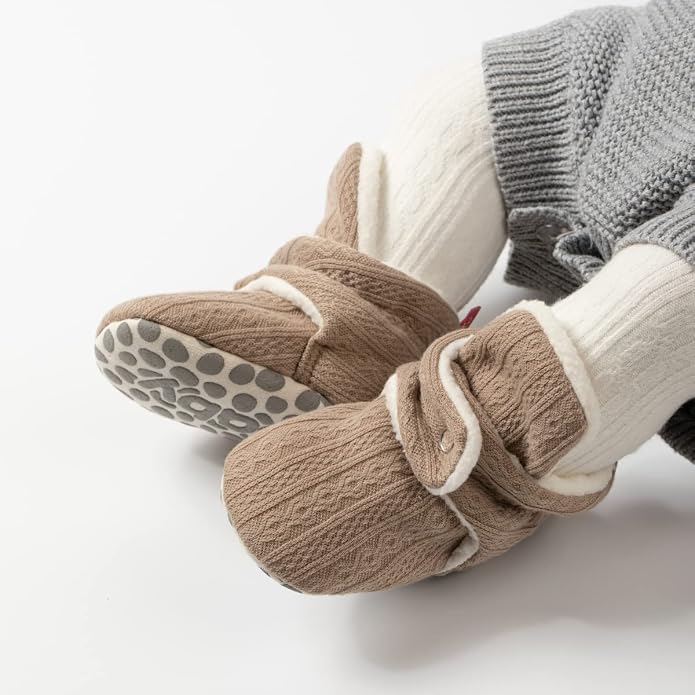Babelvit Newborn Baby Boy Girl Soft Fleece Booties Stay On Infant Slippers - Image 4