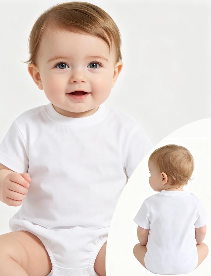 Baby Bubble Onesie Romper 100% Organic Cotton Clothes Short Sleeve Summer Solid - Image 2