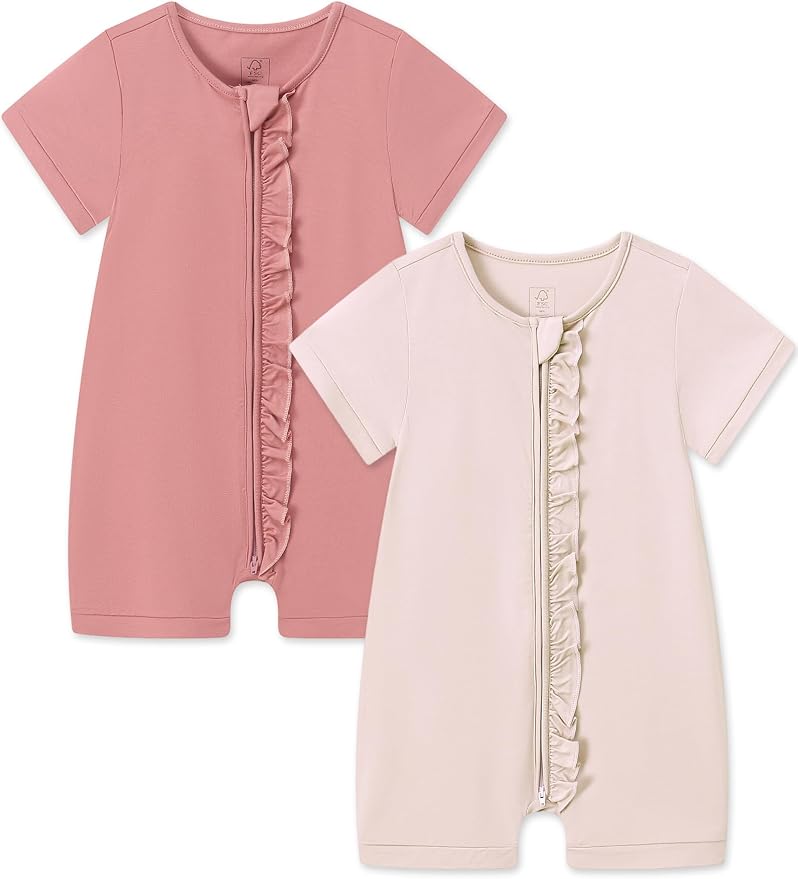 JunNeng Viscose from Bamboo Baby Sleeper, Short Sleeve Romper Jumpsuit | 2 Way by JunNeng