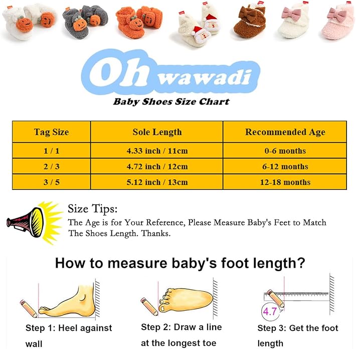 Ohwawadi Infant Baby Slippers Girls Boys Booties Warm Baby Socks Shoes Newborn - Image 7