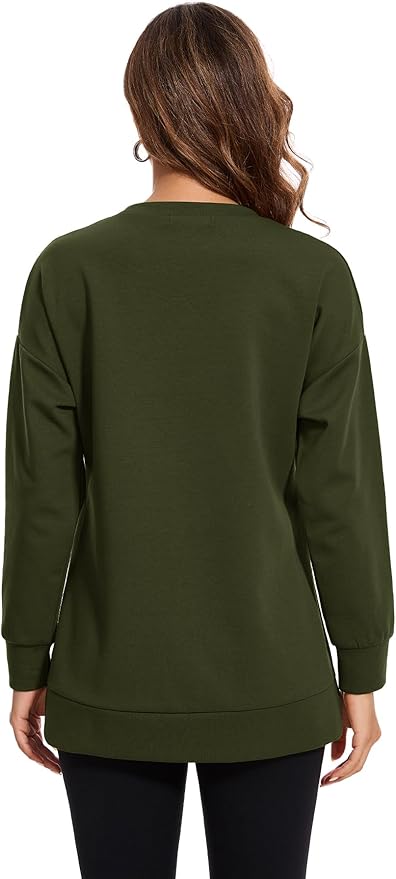 Smallshow Women's Nursing Tops Sweatshirt Long Sleeve Side Split Breastfeeding Shirt