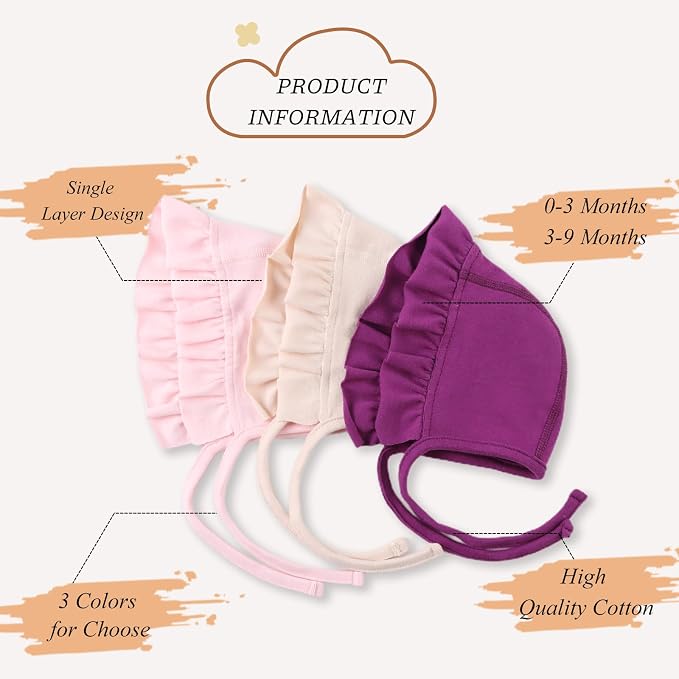 Lovely Baby Girl Hospital Hat Soft Cotton Newborn Beanie Winter Baby Hats - Image 2
