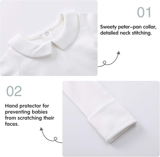 pureborn Baby Romper Bodysuits 2-Pack Unisex Soft Cotton One-Piece Outfit - Image 3