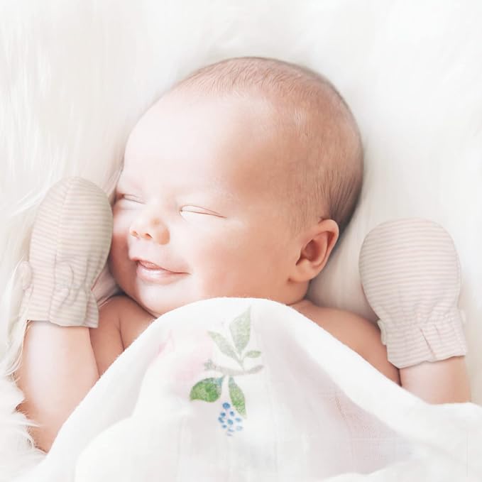 Newborn Baby No Scratch Mittens Stay On, 100% Cotton Breathable, Adjustable - Image 3