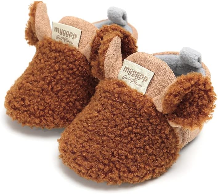 Baby Booties Cozy Fleece Slippers Soft Baby Shoes by GDSDYM
