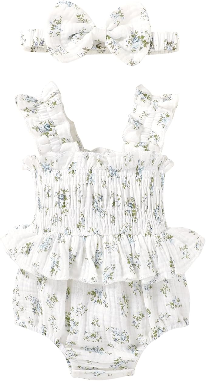 YOUNGER TREE Baby girl Romper Infant Summer Clothes Ruffle Sleeveless One Piece by YOUNGERTREE