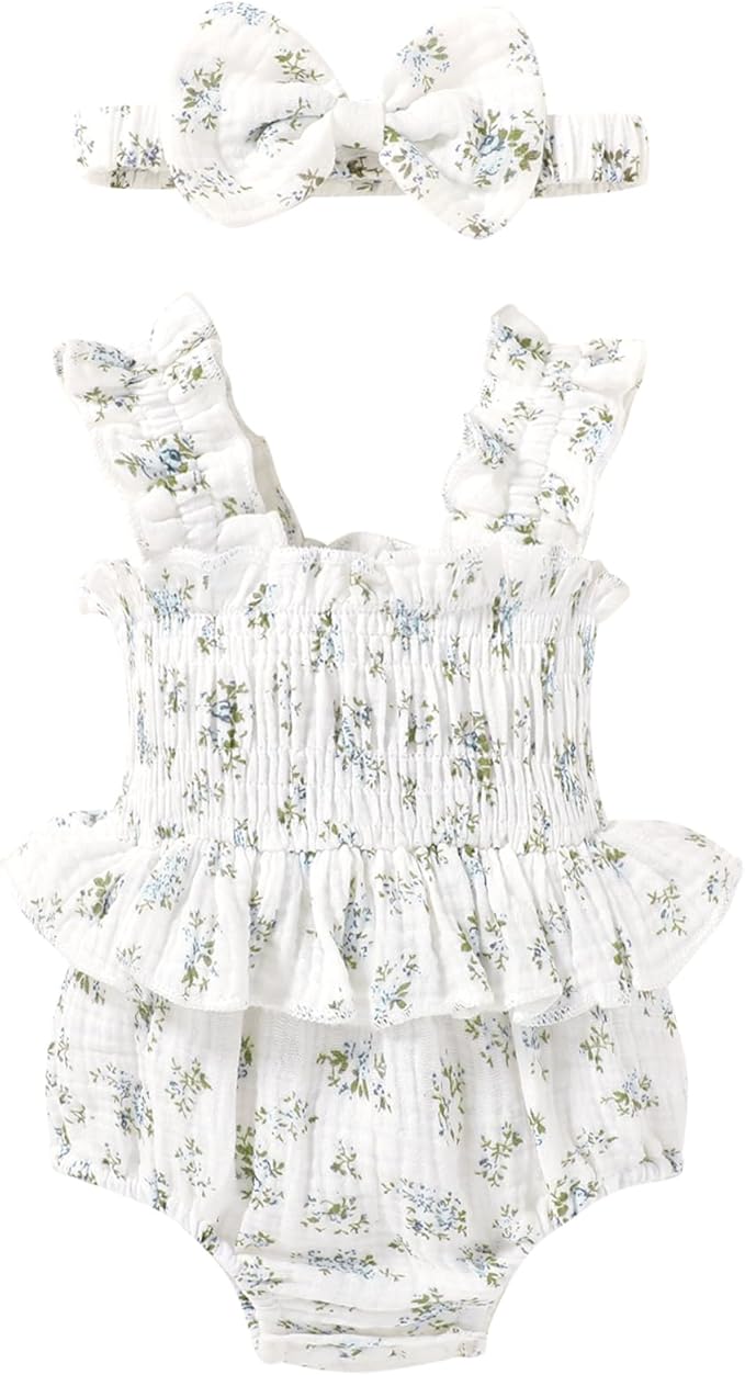 YOUNGER TREE Baby girl Romper Infant Summer Clothes Ruffle Sleeveless One Piece by YOUNGERTREE