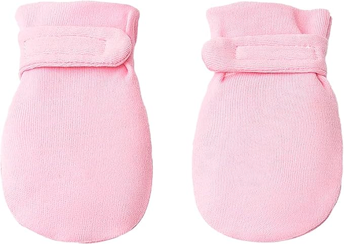 Newborn Baby No Scratch Mittens Stay On, 100% Cotton Breathable, Adjustable by Reyow