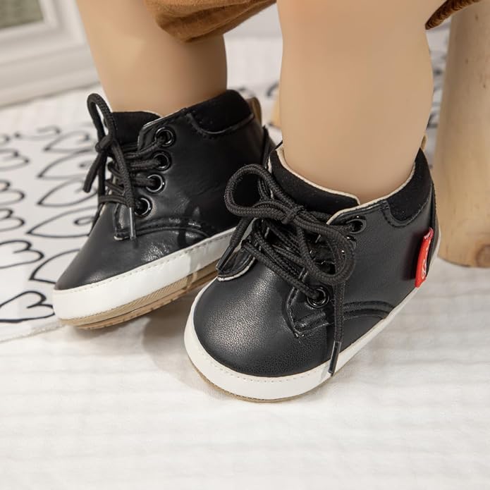 Meckior Toddler Baby Boys Girls High Tops Ankle Sneakers Soft Anti-Slip Sole PU - Image 2