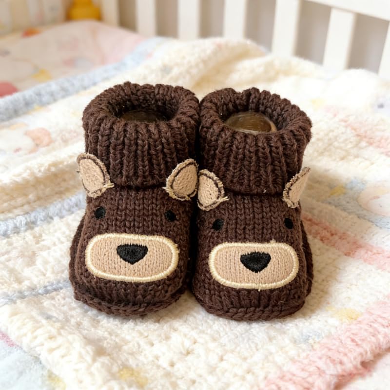 2 pairs Cute Knit Animal Baby Booties - Image 3