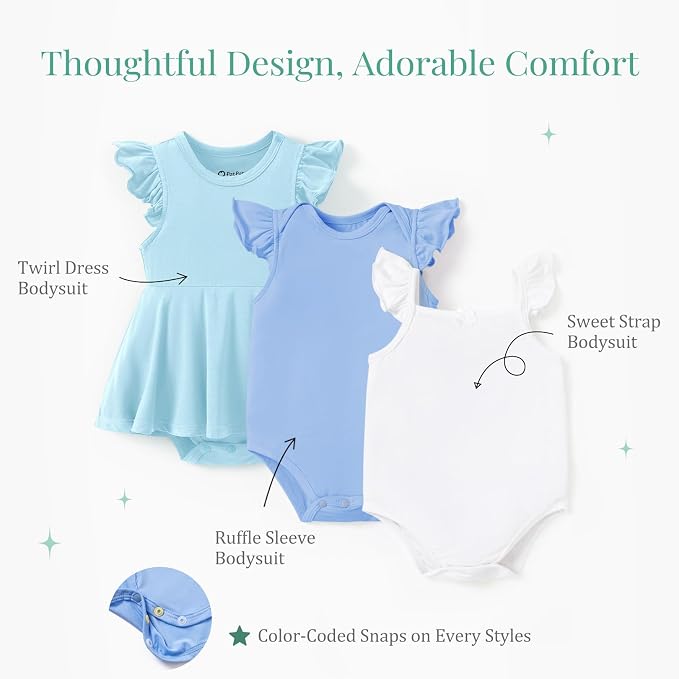 PATPAT Baby Girl Bamboo Viscose Bodysuits Set - Image 5