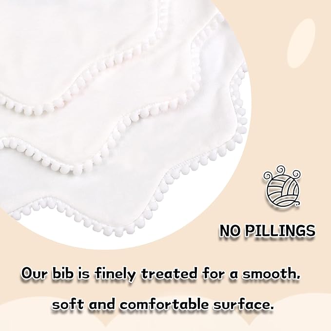 Bamery Baby Bandana Bibs White Cotton Drool Bibs for Drooling and Teething Absorbent for Boy Girl