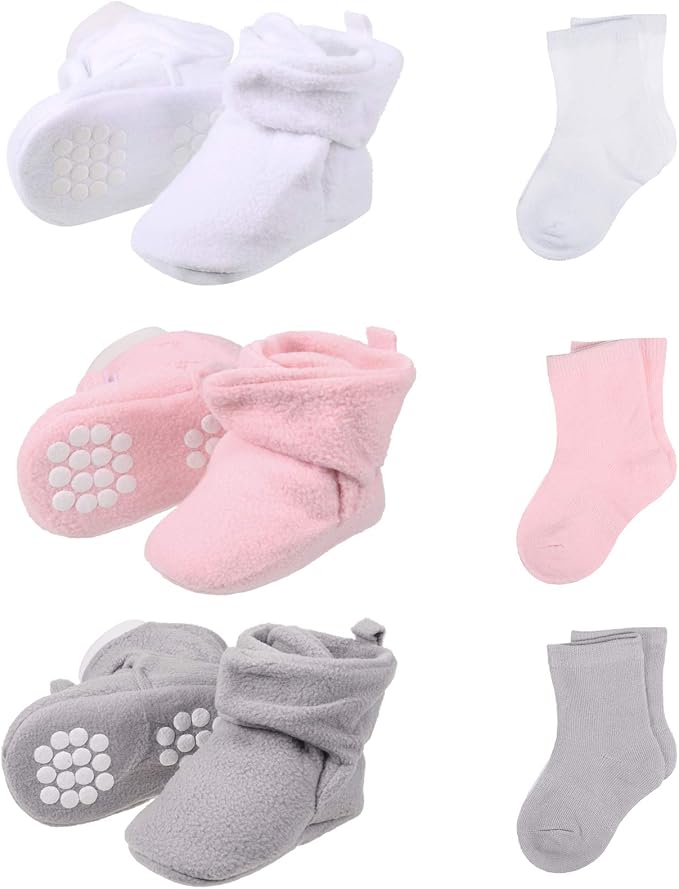 SATINIOR 3 Pairs Unisex Cozy Fleece Baby Booties by SATINIOR
