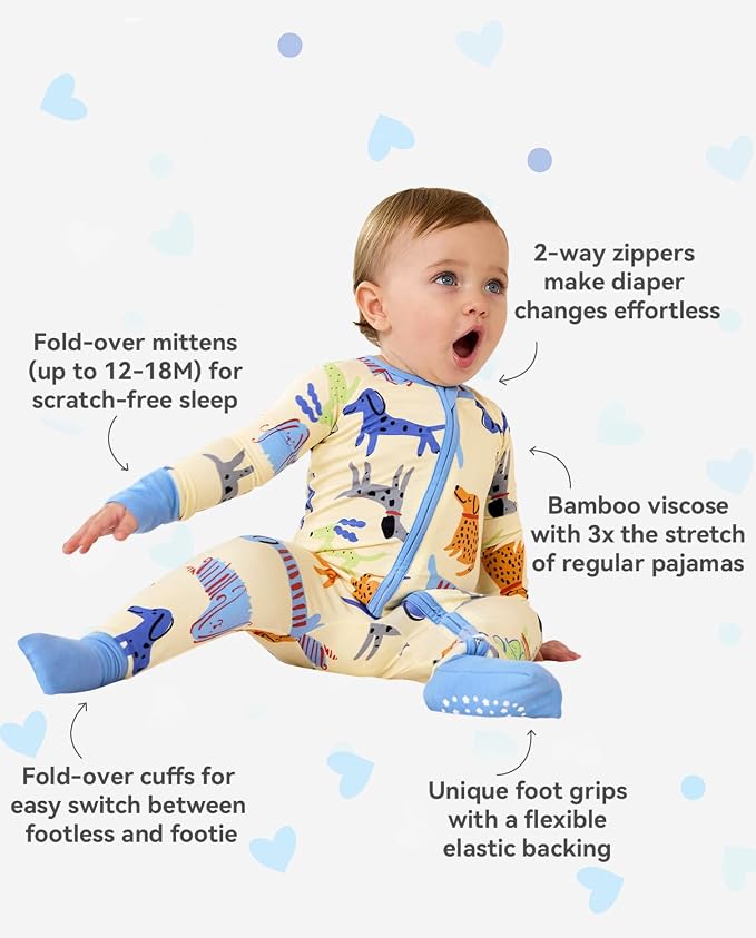 babee Reshinee Bamboo Viscose Baby Footie Pajama, Zipper Sleeper Boys Girls | - Image 3