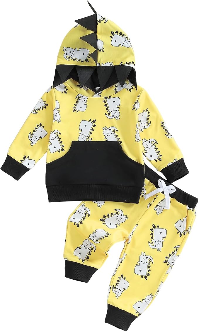Infant Baby Boy Fall Winter Clothes Outfit Hooded Long Sweatshirt Pant Set by LIOMENGZI