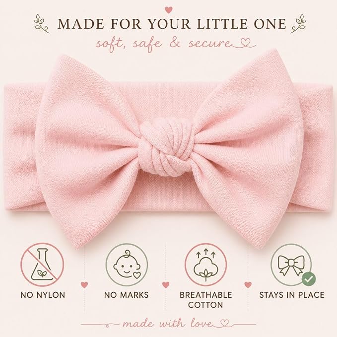 Baby Girl Headbands-Infant, Toddler Cotton Handmade Hairbands - Image 4