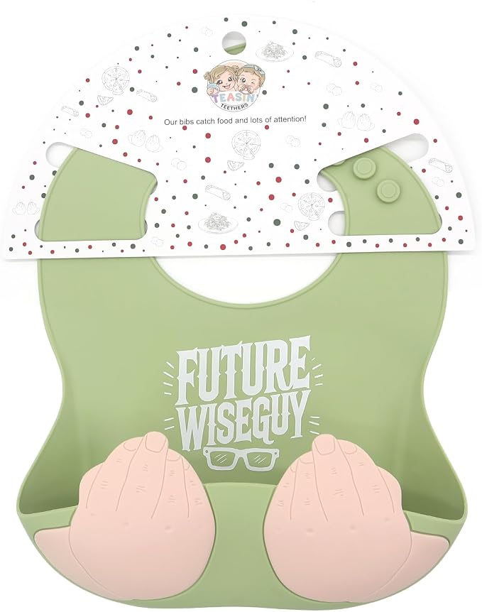 Teasin' Teethers Funny Italian Silicone Baby Bib - Image 3