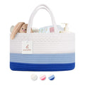 luxury little Diaper Caddy Organizer, Large Cotton Rope Nursery Basket, Changing Table Organizer for Baby Diaper Storage, Portable Car Organizer with Removable Divider, Baby Shower Gifts - Blue