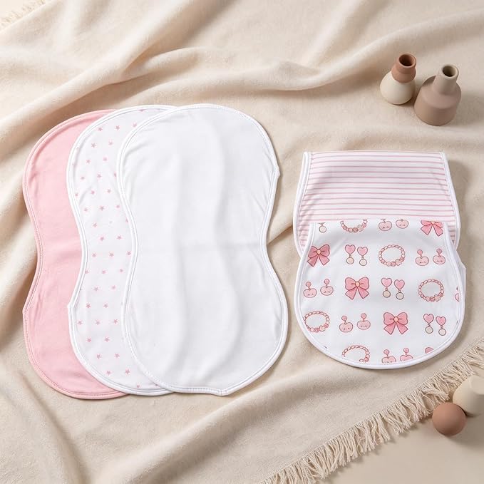sleepyturtle Pack of 5, Baby Burp Cloths, Soft and Absorbent - Image 2