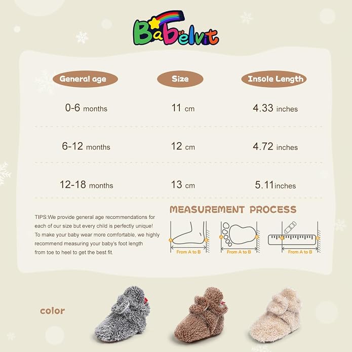 Babelvit Newborn Baby Boy Girl Soft Fleece Booties Stay On Infant Slippers - Image 6