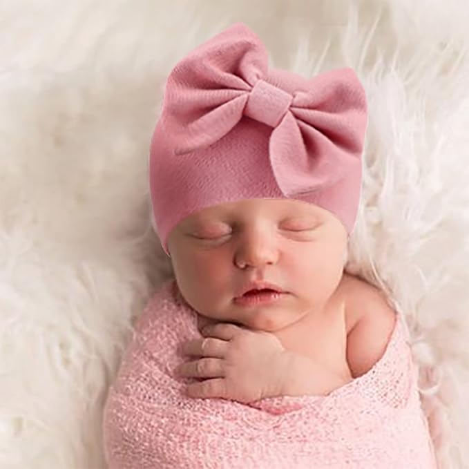 Newborn Baby Hats and Mittens Set Infant Bow Beanie Cap Toddler Gloves Newborn - Image 7