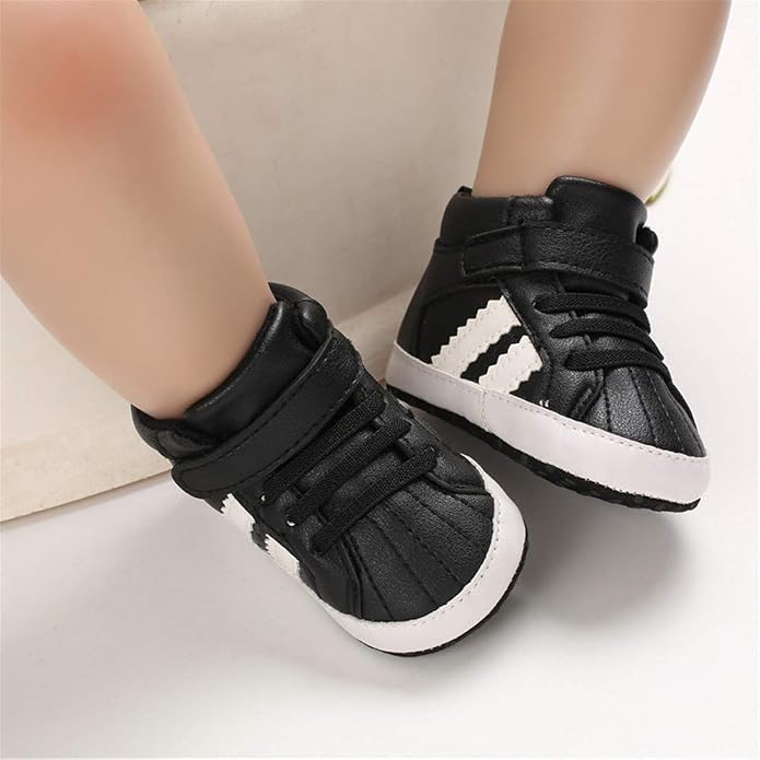 Meckior Toddler Baby Boys Girls High Tops Ankle Sneakers Soft Anti-Slip Sole PU - Image 2
