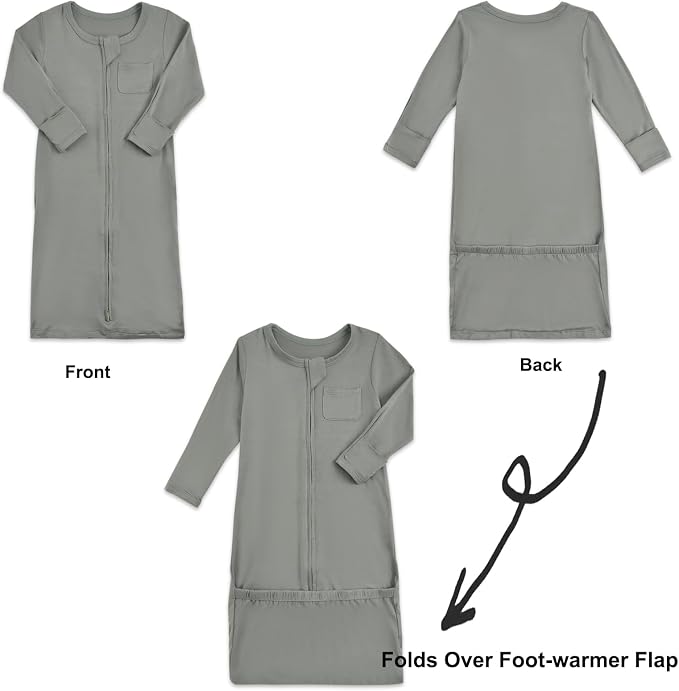Aablexema Baby Nightgowns Rayon of Bamboo 2-way Zipper - Image 4