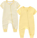 BIGBIGKISS Baby Boy Girl 2 Pack Romper Short Sleeve 2 Way Zipper Jumpsuits by BIGBIGKISS