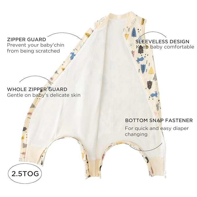 Duomiaomiao 2.5 TOG Toddler Sleep Sack 12-24 Months 100% Cotton Winter Side Open Zipper Baby Sleep Sack with Feet, Warm Toddler Wearable Blanket
