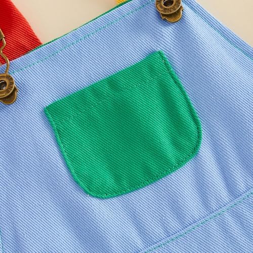 Fernvia Toddler Kids Baby Girl Boy Contrast Color Overalls Shorts Clothes - Image 4
