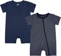 Teach Leanbh Unisex Baby 2 Pack Pajamas Cotton Short Sleeve Zipper Romper by TeachLeanbh