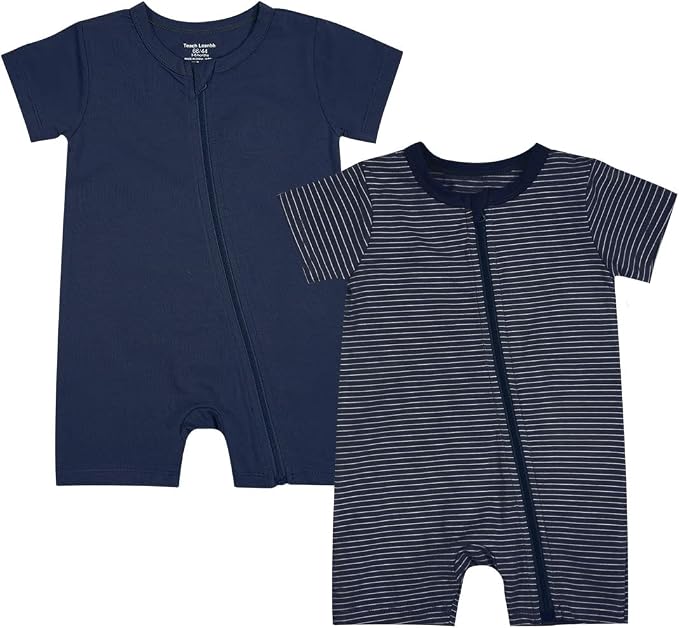 Teach Leanbh Unisex Baby 2 Pack Pajamas Cotton Short Sleeve Zipper Romper by TeachLeanbh