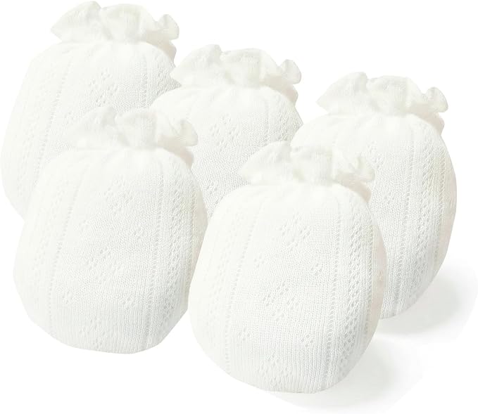 MOMSMENU Baby Mittens Newborn Girl 0-6 Months No Scratch Ruffle Mesh 5-Pack | by MOMSMENU