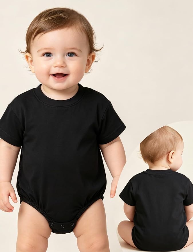 Baby Bubble Onesie Romper 100% Organic Cotton Clothes Short Sleeve Summer Solid - Image 2